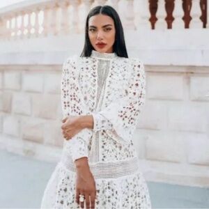 H&M Conscious Ivory Open-work lace Dress size S